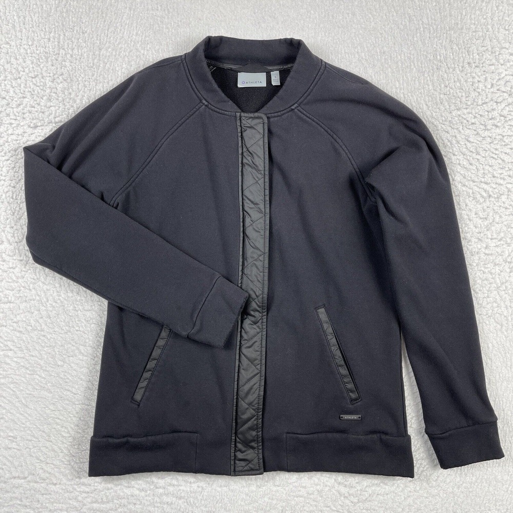 Athleta Jacket Womens Small Black Stronger Bomber Fleece Casual Ladies Coat